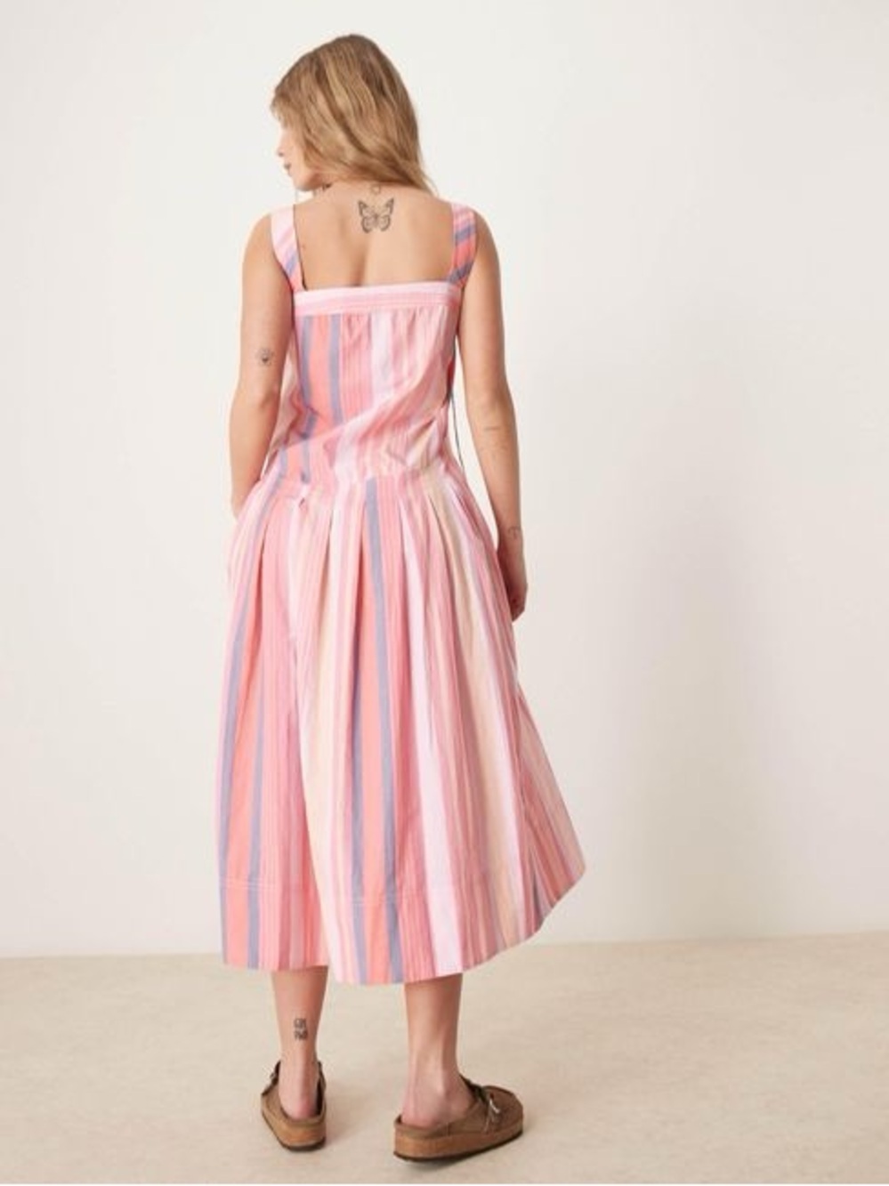 FREE PEOPLE | NWOT pink primevera striped drop waist sun dress | size large - Picture 3 of 7